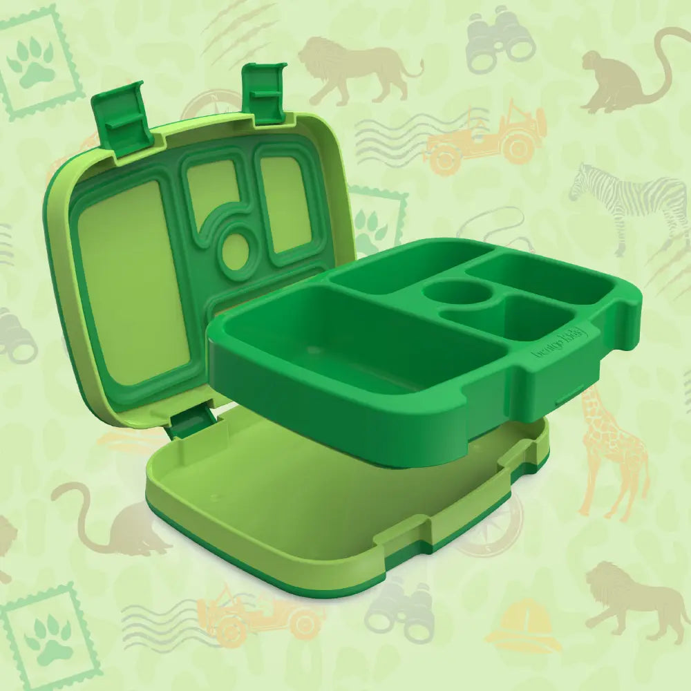 Bentgo Kids Prints with 5 Compartments, Leak-Proof Bento Lunch Box, BPA &amp; PFAS-Free, Microwave &amp; Dishwasher Safe Tray,  3–7 Years - Safari