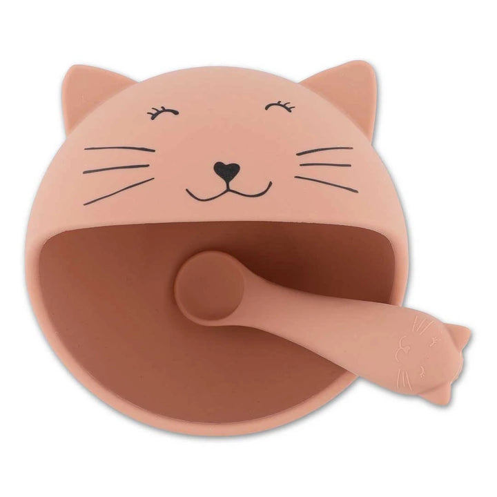 Trixie First Baby Meal Set | 100% Food-Grade Silicone Suction Bowl &amp; Soft Spoon Set for Self-Feeding, Baby Weaning &amp; First Bites | 4 Months Onwards | Mrs. Cat