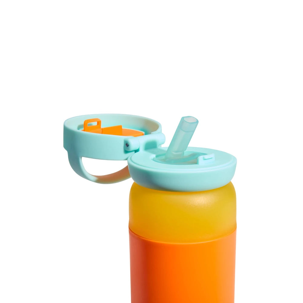 Munchkin Stay Cool Insulated Water Bottle, 355ml/ 12oz, Toddler Straw Bottle, With Flip Flop Lid &amp; Carrying Handle, Spill Proof valve, 24+ Months - Orange