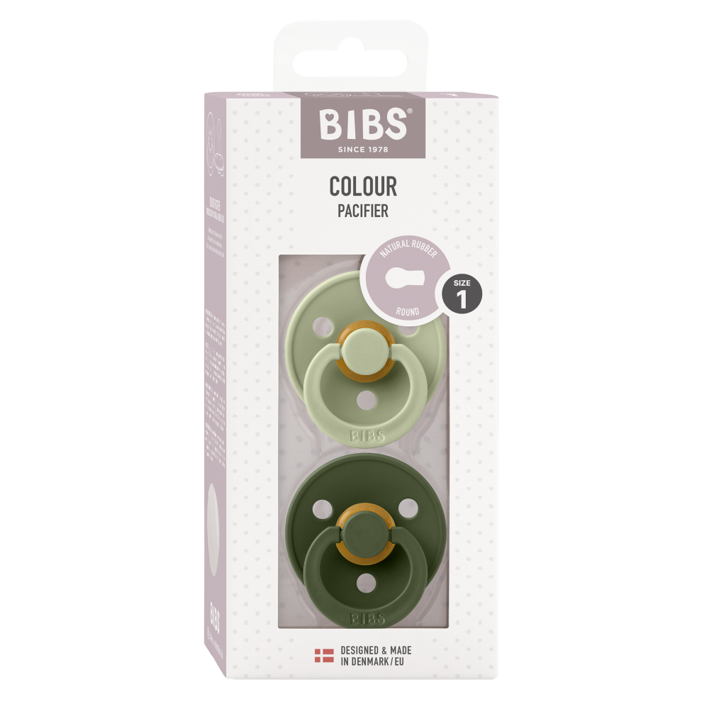 BIBS Colour Latex Round Pacifier, Size 1 ( Pack of 2)