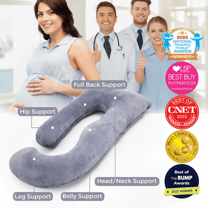 Momcozy Maternity Accessory G Shaped Cooling Fabric Pregnancy Pillow Grey