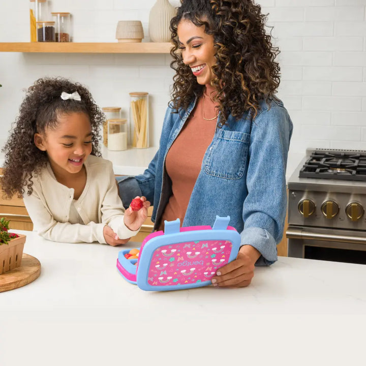 Bentgo Kids Prints with 5 Compartments, Leak-Proof Bento Lunch Box, BPA &amp; PFAS-Free, Microwave &amp; Dishwasher Safe Tray,  3–7 Years - Rainbow &amp; Butterflies