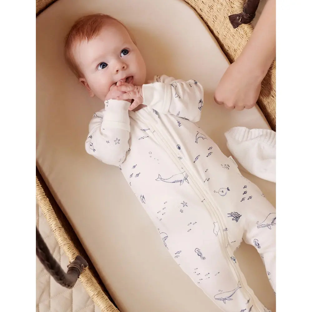 Purebaby Unisex Nautical Pack of 2 Organic Cotton Baby Growsuits - Vanilla