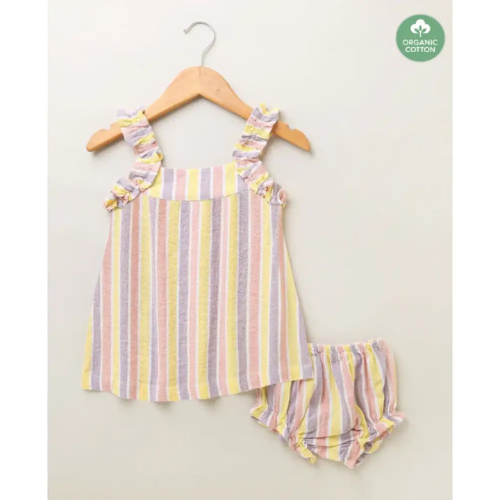 Sweetlime By AS Multicoloured Striped Blouse with a Bloomer