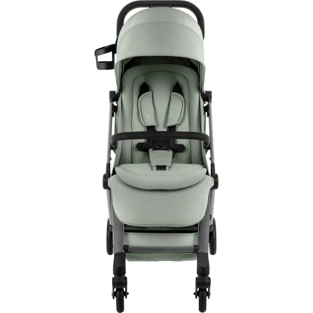 Britax Flylite Cabin Approved Lightweight Compact Stroller|Comfort Soft Insert|One Hand Auto Fold|Flat Reclining Seat|Extra Large Extendable Canopy|0-4Y|Upto 22Kg-Sage Green