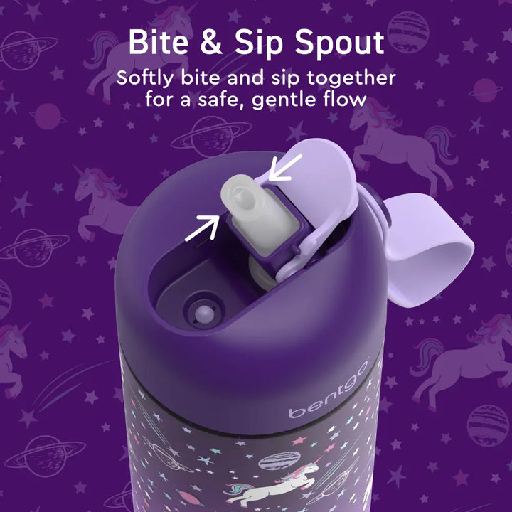 Bentgo Kids Water Bottle 450 ml, Leak-Proof Straw Bottle for Kids, Lightweighted &amp; Durable, BPA &amp; PFAS-Free Tritan Water Bottle, Ideal for School, Daycare &amp; Travel, 3 years+ - Unicorn