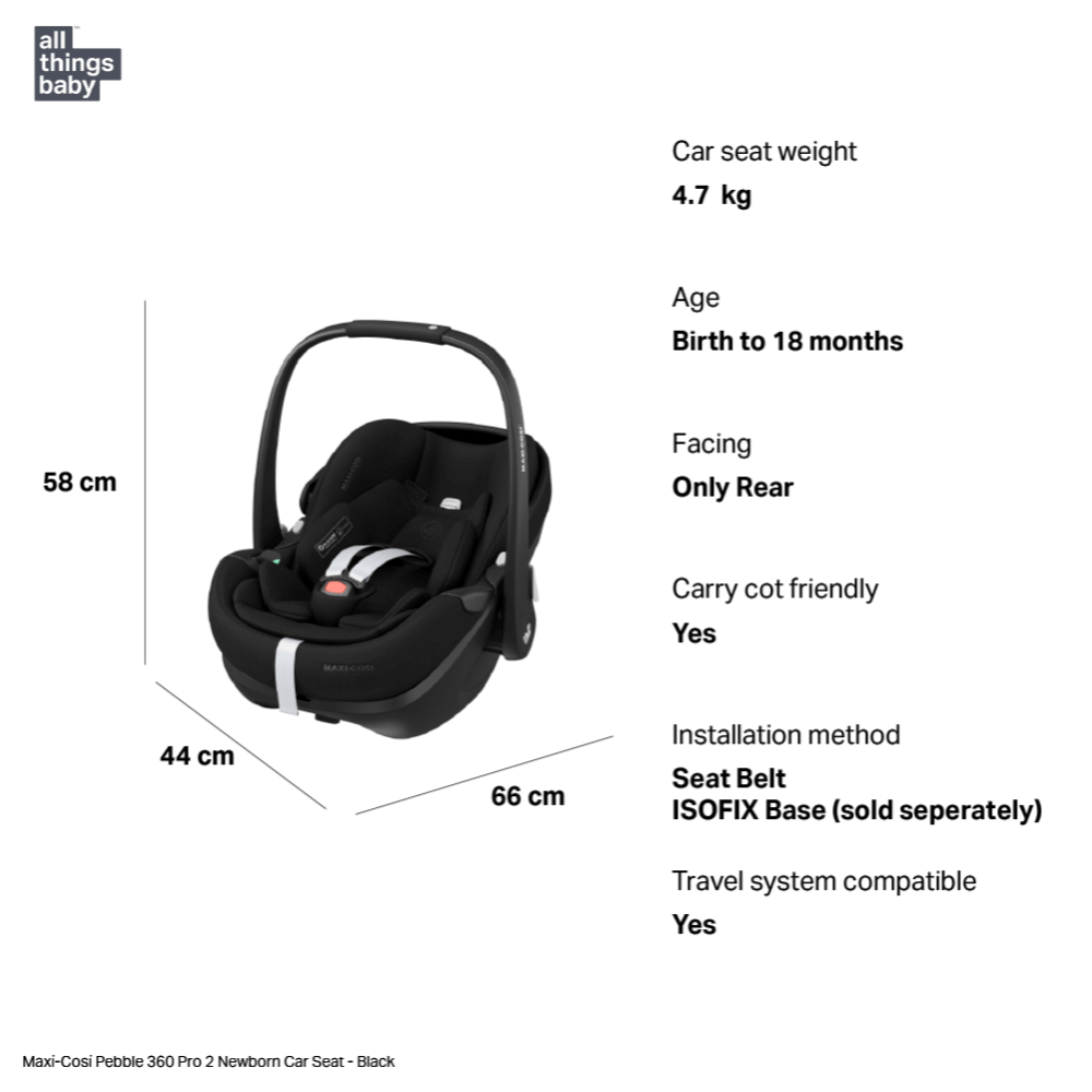 maxi cosi dimensions Maxi-Cosi Pebble 360 Pro² Newborn Car Seat, Rear-Facing, Lie-Flat Recl – AllThingsBaby.com