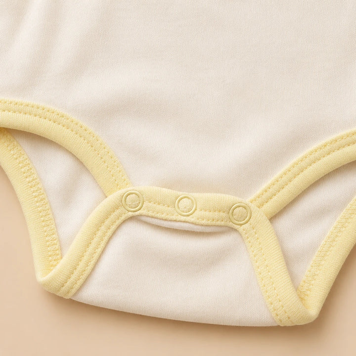 Faura Unisex Banana Cotton Colorblock Sleepsuit - Cream