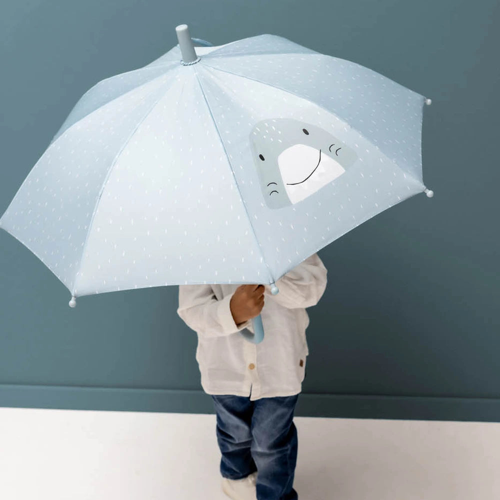 Trixie Kids Umbrella | Lightweight 100% Recycled Polyester Rain Umbrella with Child-Safe Sliding System &amp; Aluminium Frame | 3 Years Onwards | Mr. Shark