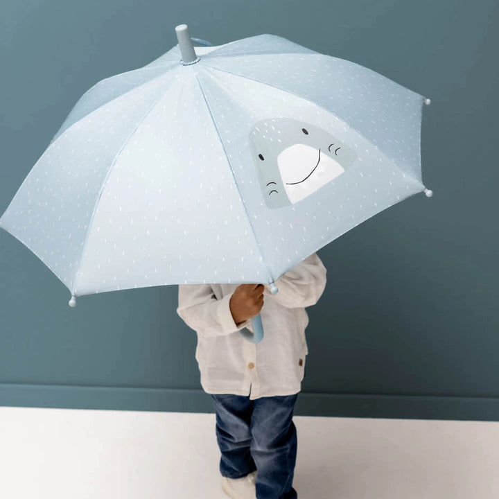 Trixie Kids Umbrella | Lightweight 100% Recycled Polyester Rain Umbrella with Child-Safe Sliding System &amp; Aluminium Frame | 3 Years Onwards | Mr. Shark