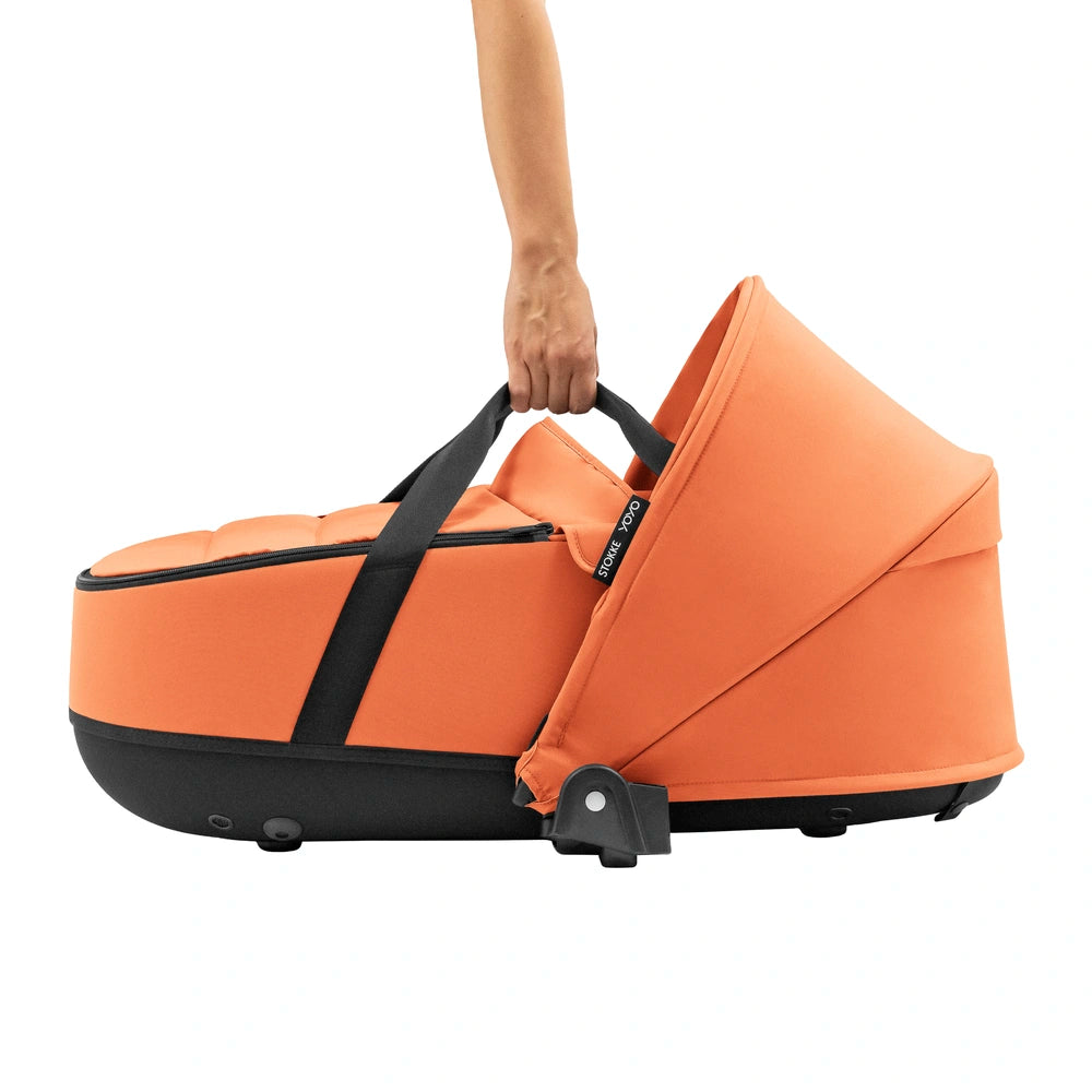 Stokke YOYO⁵ Bassinet | Lightweight Newborn Carrycot | 2-in-1 Carry Cot | Thick Double Mattress | Fully Flat Recline | Breathable Design | Easy Clip-On | Requires YOYO Frame (Sold Separately) | Peach