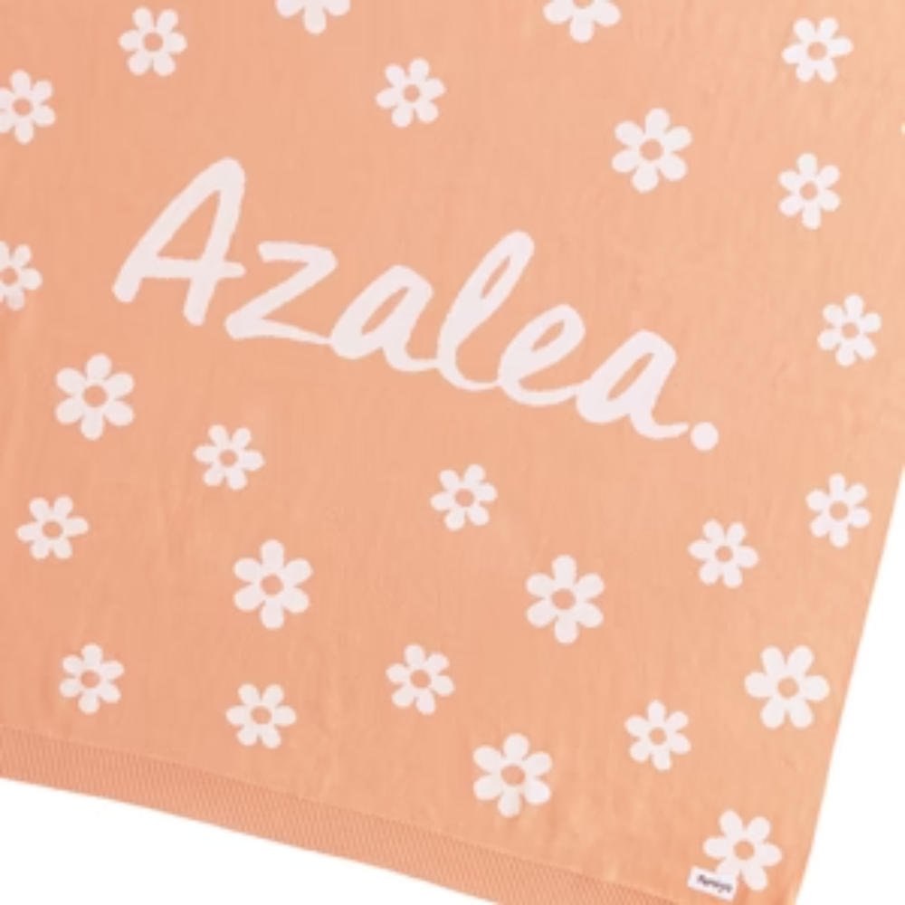 NamelyCo Bloom Name Blanket - Peach Fuzz