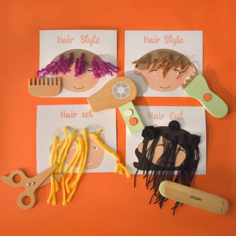 Playbox Comb &amp; Shine - Wooden Kids Hair Salon Playset