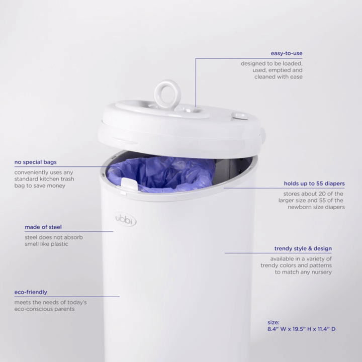 Ubbi Steel Odor Locking Diaper Pail - Ivory