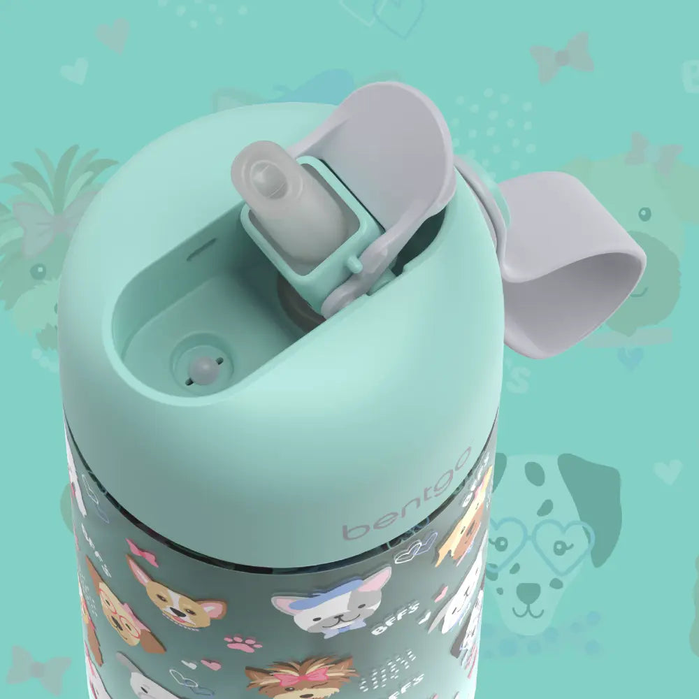 Bentgo Kids Water Bottle 450 ml, Leak-Proof Straw Bottle for Kids, Lightweighted &amp; Durable, BPA &amp; PFAS-Free Tritan Water Bottle, Ideal for School, Daycare &amp; Travel, 3 years+ - Puppy Love