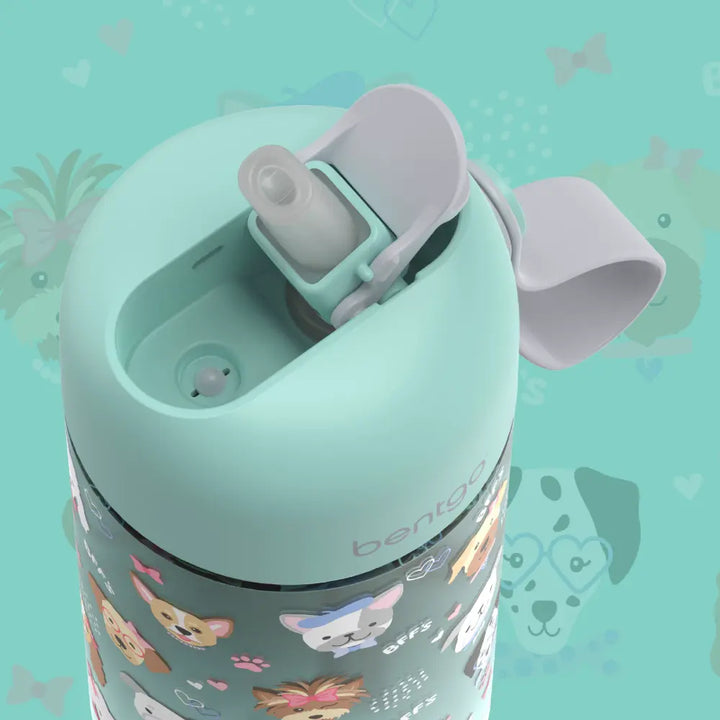 Bentgo Kids Water Bottle 450 ml, Leak-Proof Straw Bottle for Kids, Lightweighted &amp; Durable, BPA &amp; PFAS-Free Tritan Water Bottle, Ideal for School, Daycare &amp; Travel, 3 years+ - Puppy Love