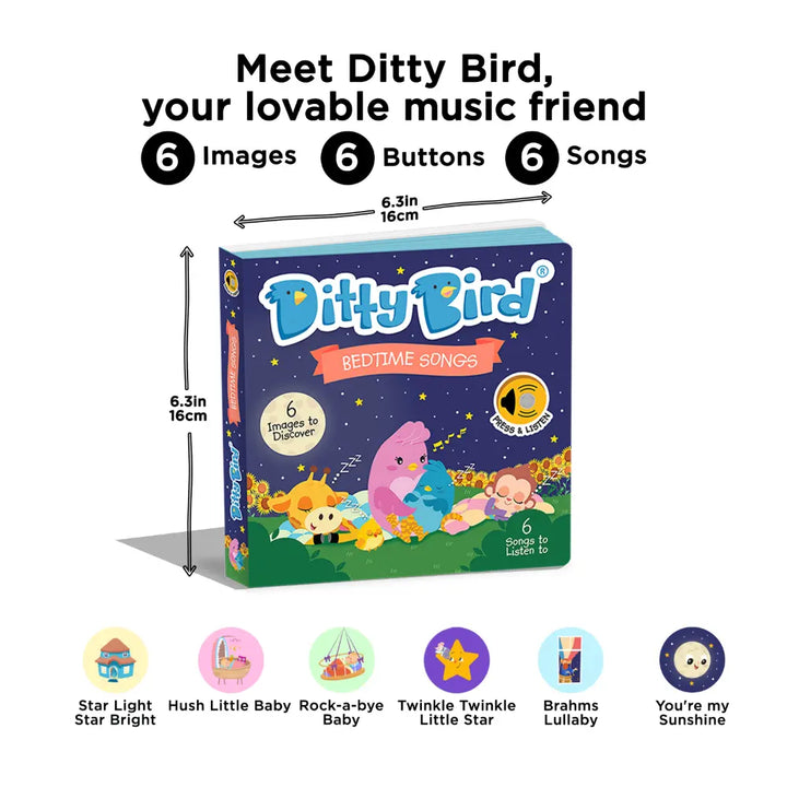 Ditty Bird Musical Book - Fun &amp; Interactive Nursery Rhyme Book for Toddlers, Baby Sound &amp; Music Book, 12M+, USB-C Rechargable - Bedtime Songs