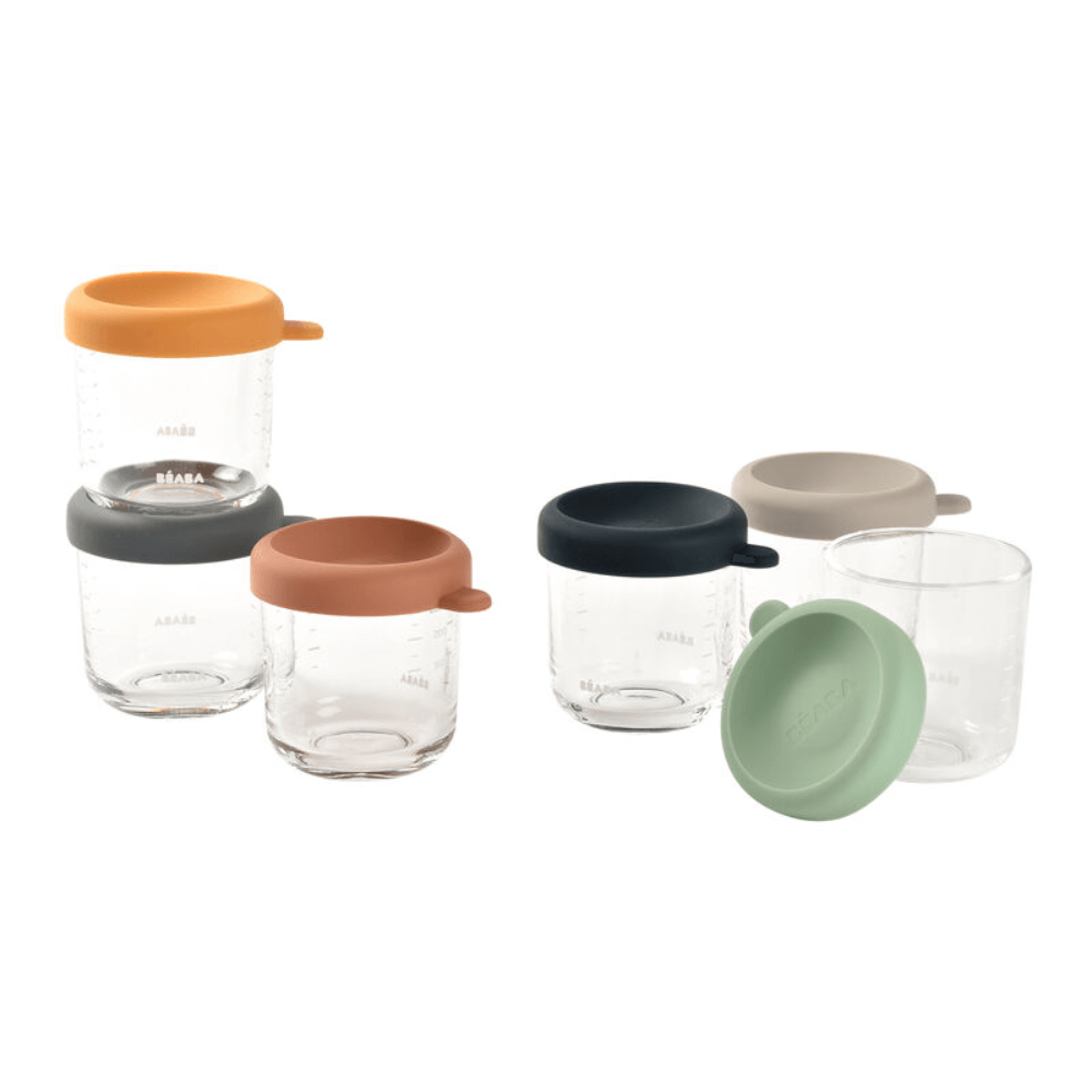 Beaba Set of 6 Glass Food Storage Containers  250 ml - Sunrise