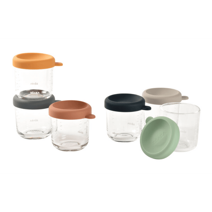 Beaba Set of 6 Glass Food Storage Containers  250 ml - Sunrise