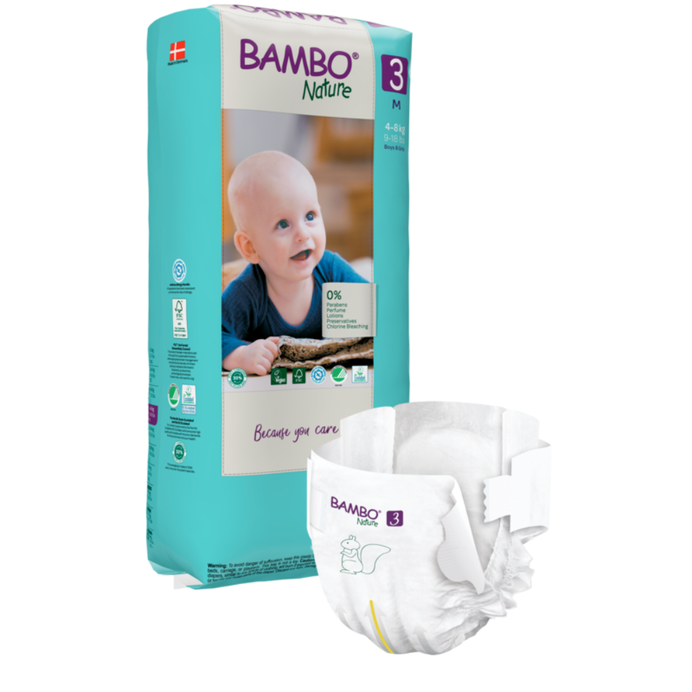 Bambo Nature Skin Friendly Tape Diapers - Medium (4-8 kgs)