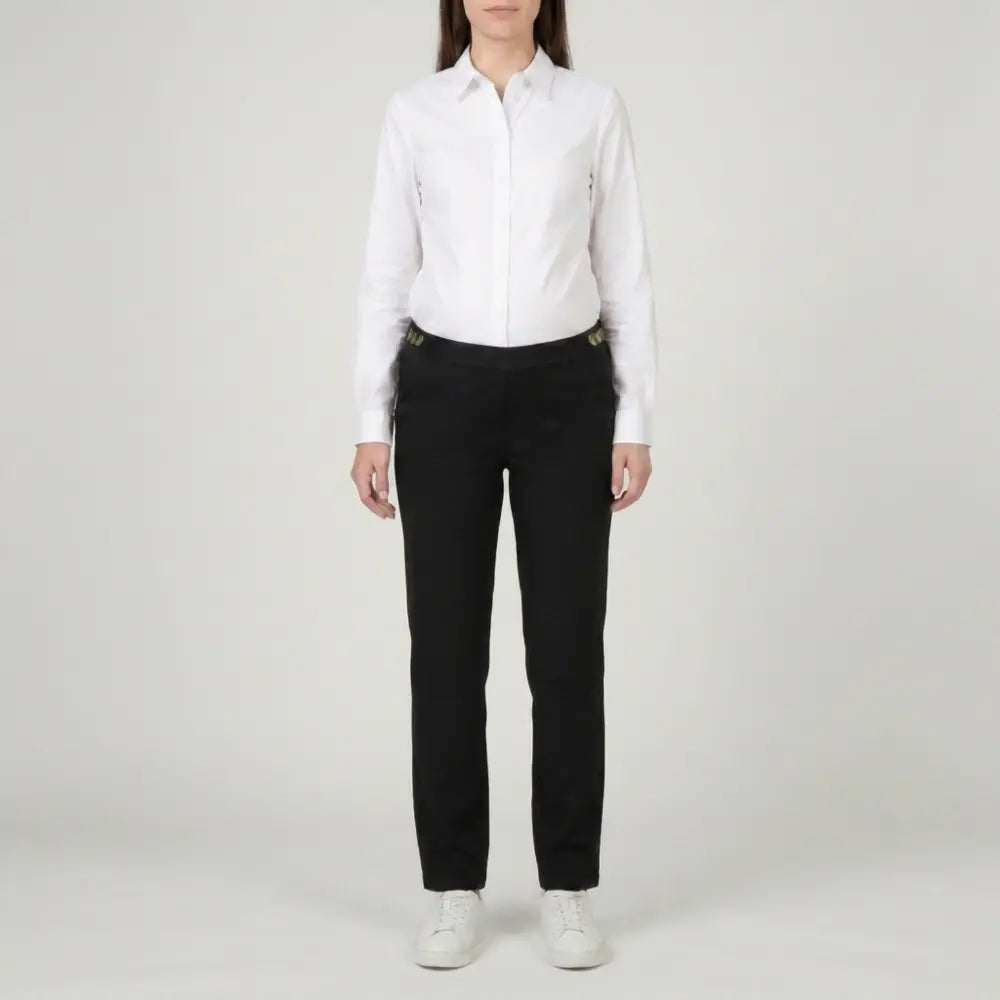 SOL MAMA Tailored Trousers with Side Buttons - Black