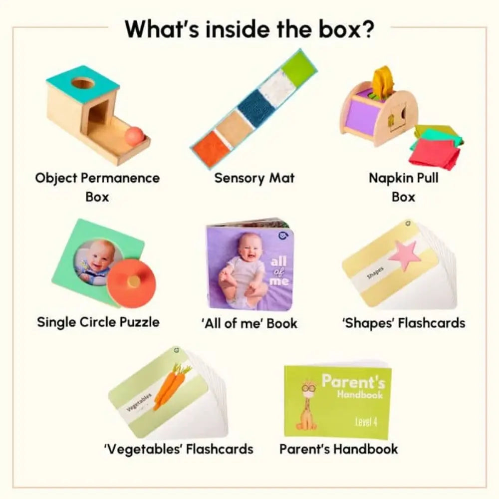 Curious Cub Montessori Box 4 | Baby Learning Toy Set | Object Permanence Box, Sensory Mat &amp; Puzzles | 7+ Months