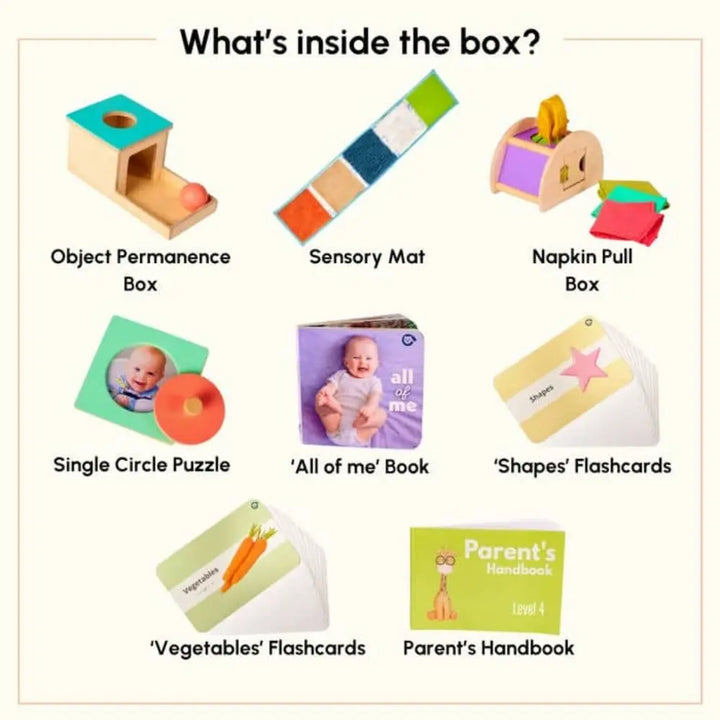 Curious Cub Montessori Box 4 | Baby Learning Toy Set | Object Permanence Box, Sensory Mat &amp; Puzzles | 7+ Months