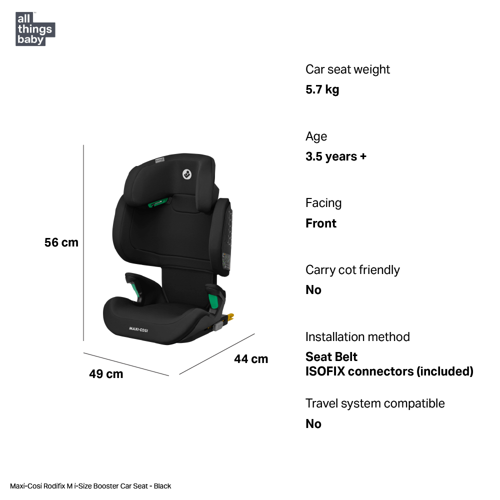 Maxi-Cosi Rodifix M i-Size Booster Toddler Car Seat - Black