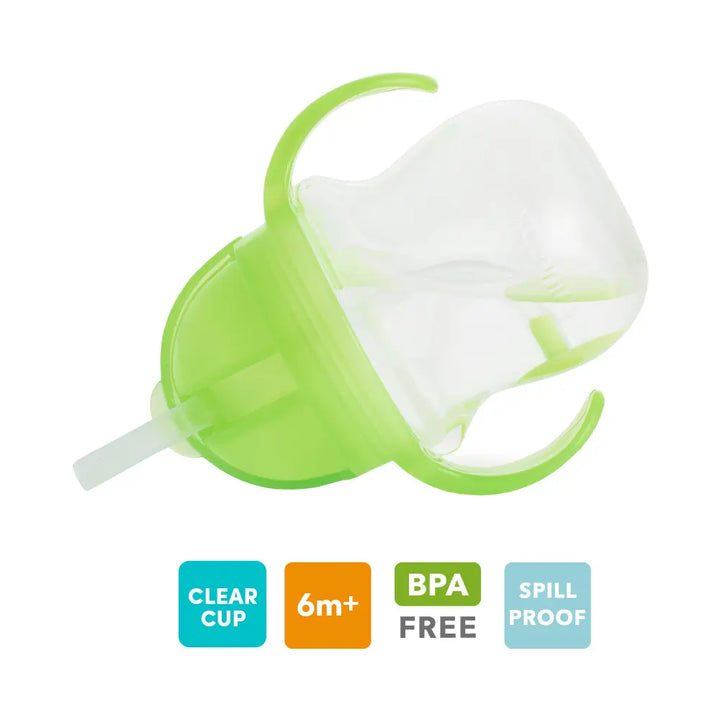 Munchkin Click Lock Tip &amp; Sip Weighted Straw Cup with Handles – Spill-Proof Sippy Cup with Flip-Top Lid, 7oz, BPA-Free, 6+ Months - Green