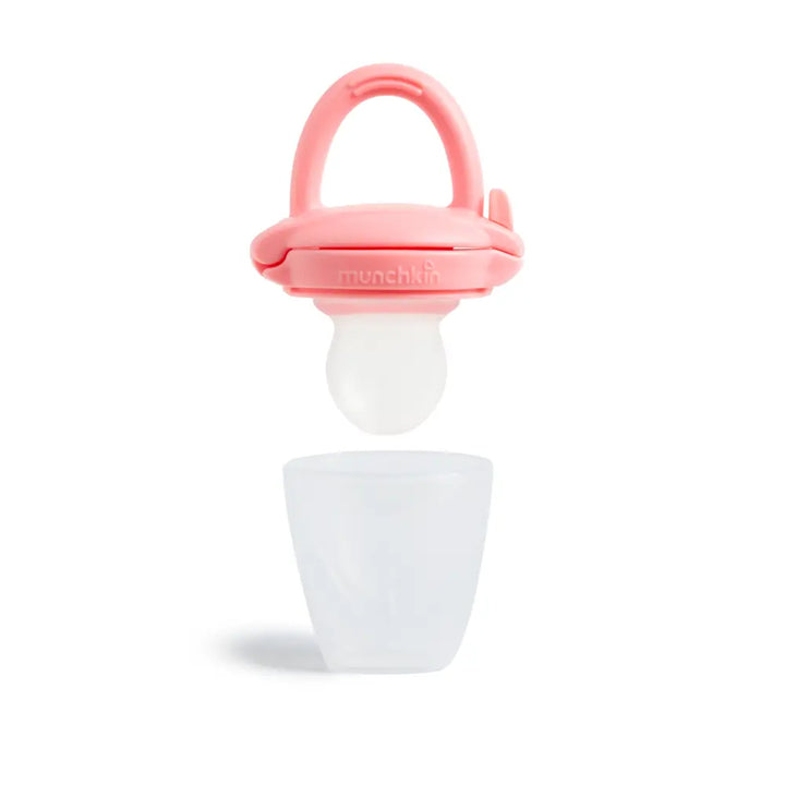Munchkin Silicone Baby Food Feeder – Self-Feeding Pouch for Purees &amp; Mashed Foods, BPA-Free, 4+ Months - Pink