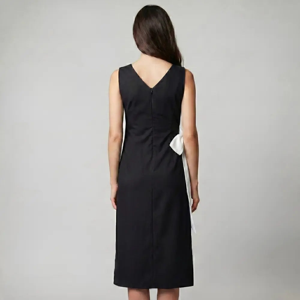 SOL MAMA Side Bow Tie Dress - Dark Grey