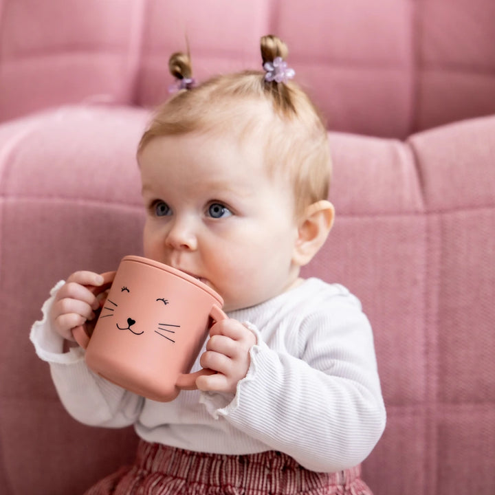 Trixie Silicone Sippy Cup | 100% Food-Grade Silicone Spill-Resistant Training Cup with Easy-Grip Handles for Independent Drinking | 4 Months Onwards | Mrs. Cat