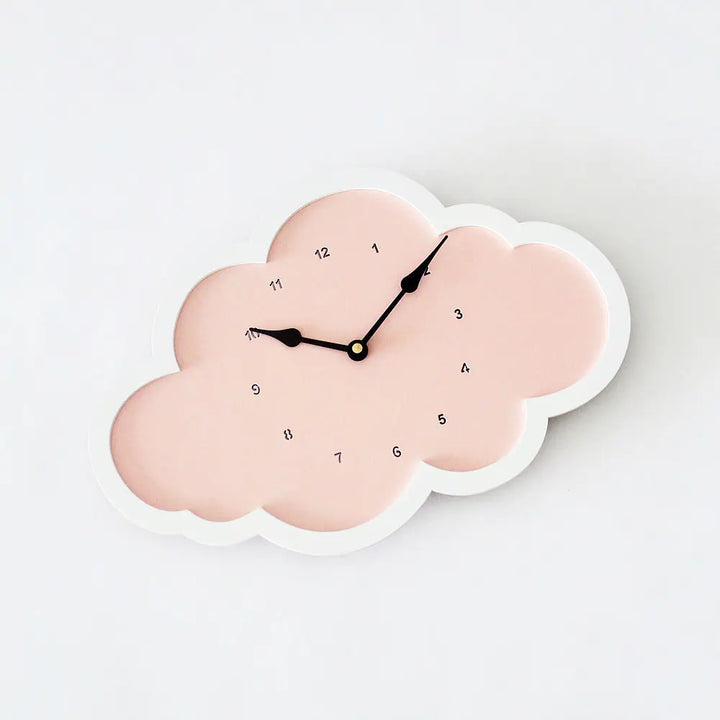 The Tiny Trove Cloud Clock - Pink - White Border