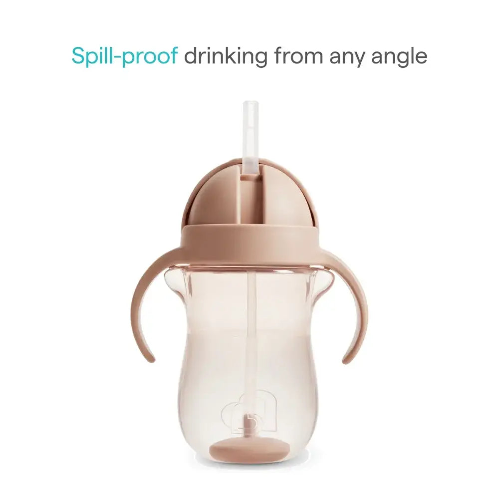 Munchkin Weighted Straw Cup with Handles – Spill-Proof Toddler Straw Cup with Click Lock Lid, Flip-Top Cover, BPA-Free, 10oz, 9+ Months - Brown