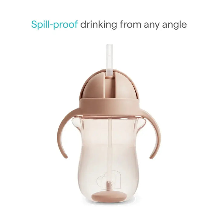 Munchkin Weighted Straw Cup with Handles – Spill-Proof Toddler Straw Cup with Click Lock Lid, Flip-Top Cover, BPA-Free, 10oz, 9+ Months - Brown