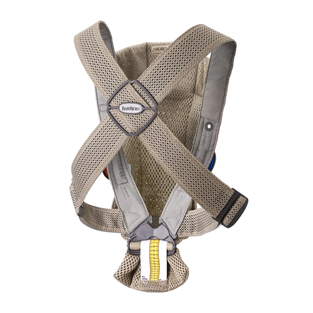 BabyBjorn Mini Baby Carrier, Soft &amp; Lightweight Mesh Fabric, 3 Carrying Positions, Ergonomic Hip and Head Support, Adjustable Waistbelt &amp; Cross Straps, Easy to Use, Birth to 12 Months (upto 11kg) - Grey Beige