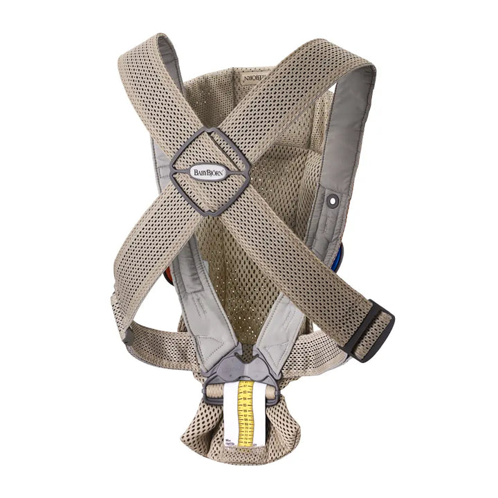 BabyBjorn Mini Baby Carrier, Soft &amp; Lightweight Mesh Fabric, 3 Carrying Positions, Ergonomic Hip and Head Support, Adjustable Waistbelt &amp; Cross Straps, Easy to Use, Birth to 12 Months (upto 11kg) - Grey Beige