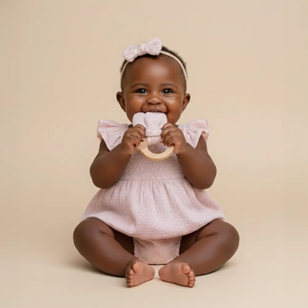 PureCloth.Co Organic Cotton Baby Romper for Girls - Pink Heart