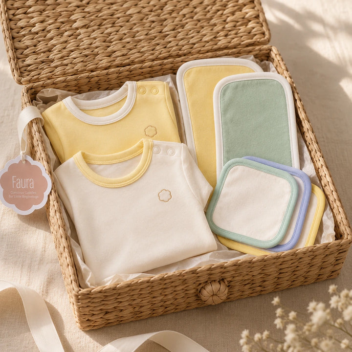 Faura Unisex Banana Cotton Just Born Gift Set - Butter Yellow