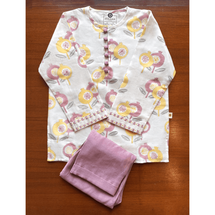 Dulaar Chanderi Hand-Block Printed Kurta Pyjama Set