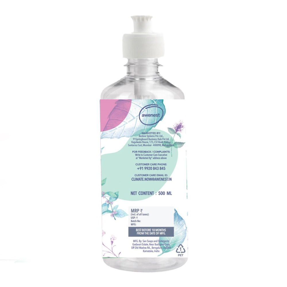 awenest Baby Bottle and Dishwash - 100% Plant-based, 500 ml