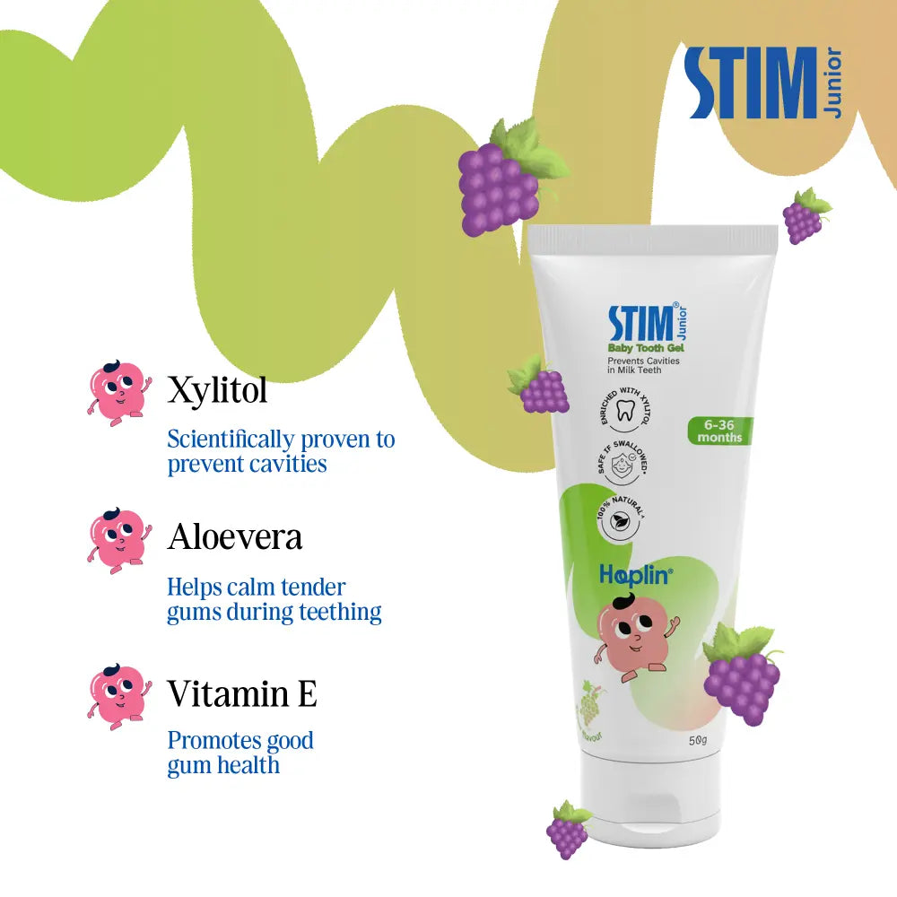 STIM Junior Baby Toothpaste | With Soft Brush | 6-36 Months - Grape