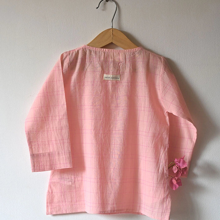 Love The World Today ‘Sleepover Party’ Kurta and Shorts Co-ord Set - Pink Checks