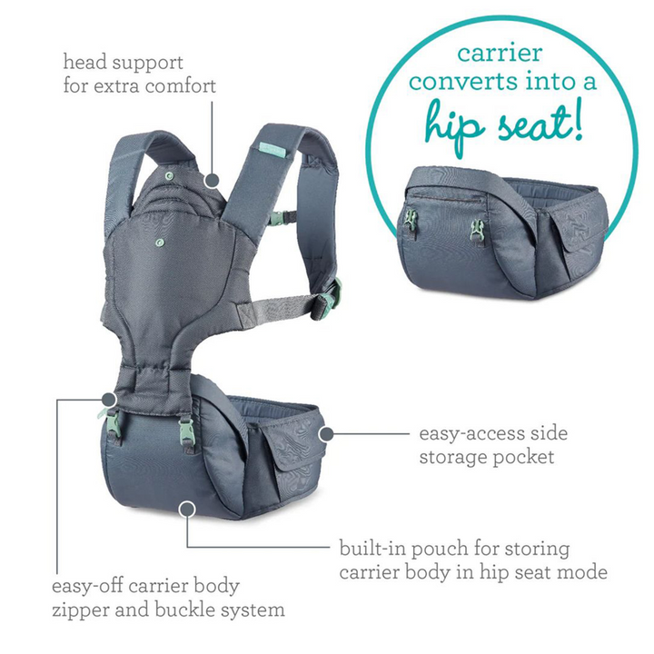 Infantino Hip Rider Plus 5-in-1 Hip Seat Carrier Grey