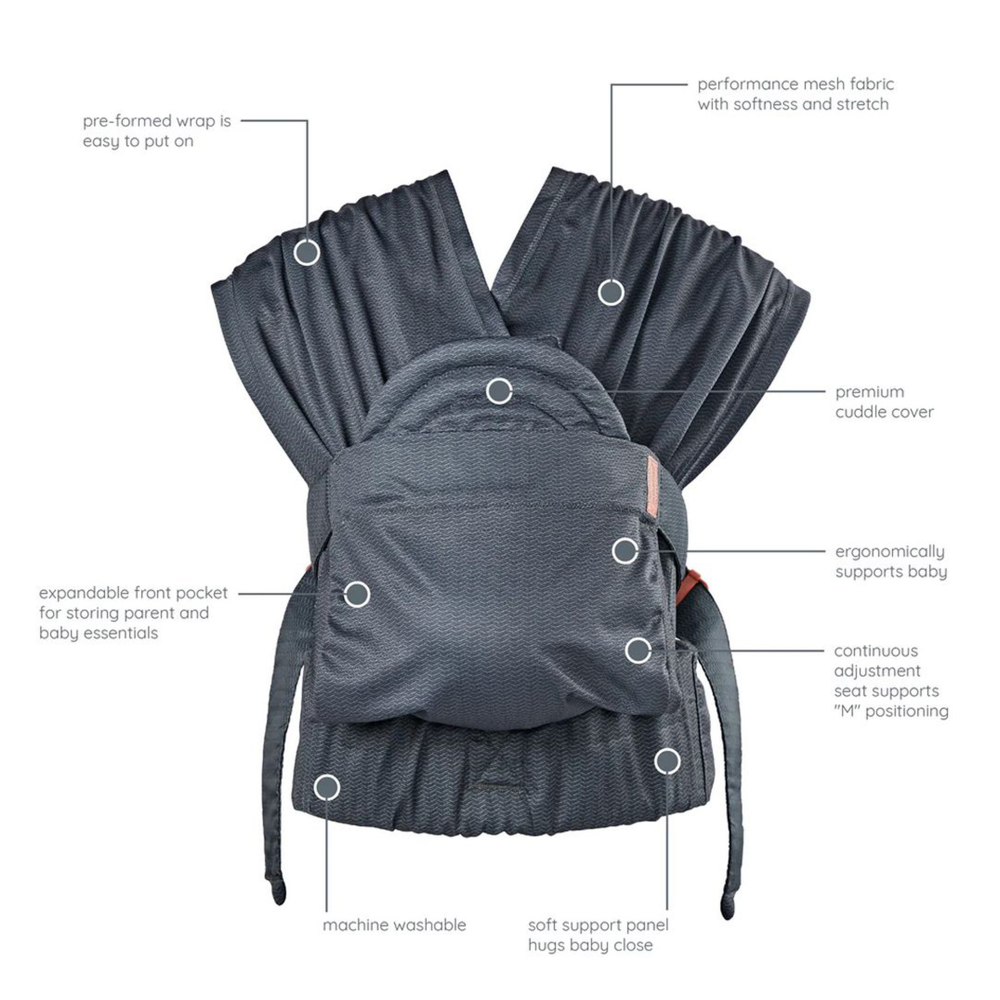 Infantino Hug &amp; Cuddle Adjustable Hybrid Wrap Carrier Black