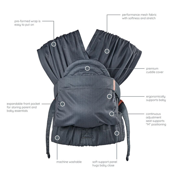 Infantino Hug &amp; Cuddle Adjustable Hybrid Wrap Carrier Black