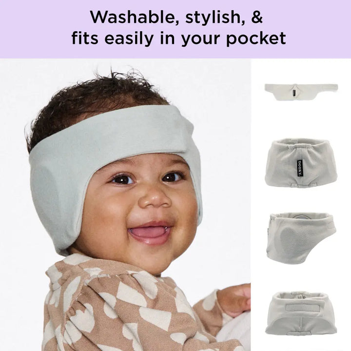 Dooky Infant Ear Protection Headband, Baby Noise Reduction Band, Soft Comfortable Earmuffs for Travel, Sleep &amp; Loud Sounds - (Grey)