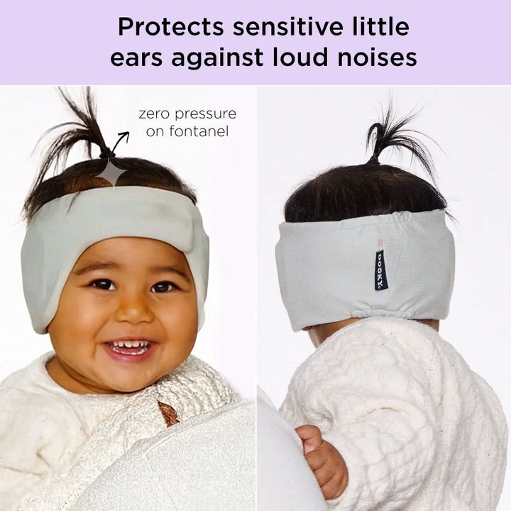 Dooky Infant Ear Protection Headband, Baby Noise Reduction Band, Soft Comfortable Earmuffs for Travel, Sleep &amp; Loud Sounds - (Grey)