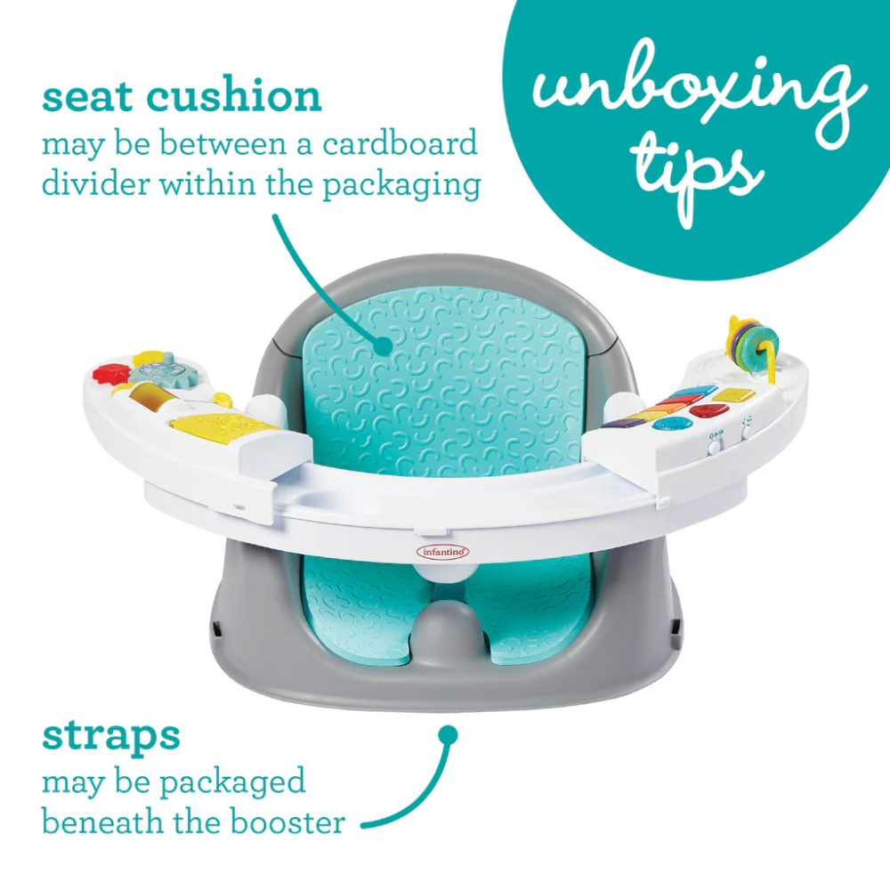 Infantino Music & Lights 3-in-1 Discovery Seat & Booster Teal & Grey