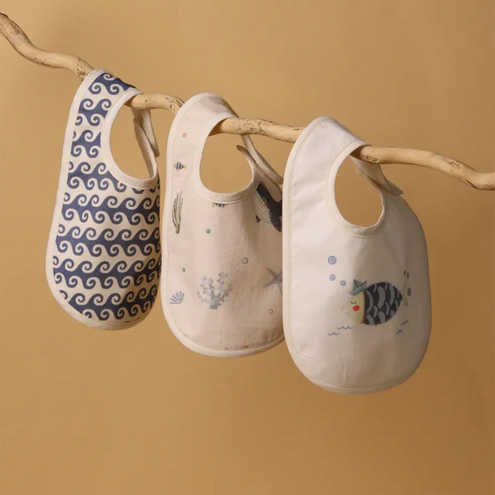 Abracadabra Cotton Jersey Newborn Bib Set (Pack of 3) - Hello Sea - 0-12 Months